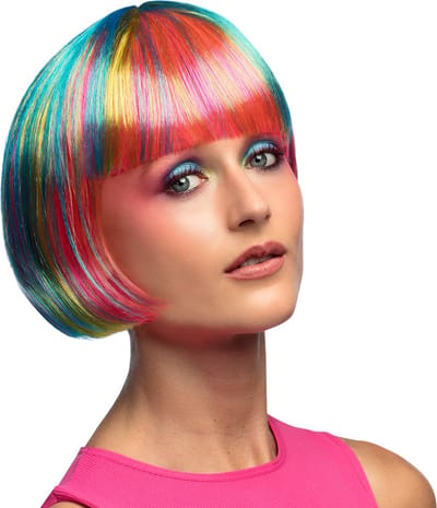Boland - Pruik Pebbles Roze,Neon - Steil - Kort - Vrouwen - Danser/danseres - 80's & 90's - Disco
