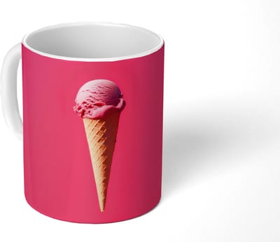 Mok - Koffiemok - Schepijs - Roze - Hoorntje - Mokken - 350 ML - Beker - Koffiemokken - Theemok