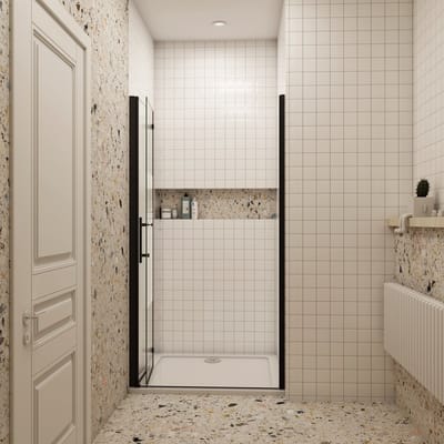 Douchedeur vouwdeur 110x195cm niche 6mm gehard glass easyclean mat zwart aluminium profiel-veiligheidsfolie