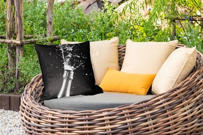 Buitenkussen - Champagne - Zwart - Spetters - Popping - 45x45 cm - Weerbestendig