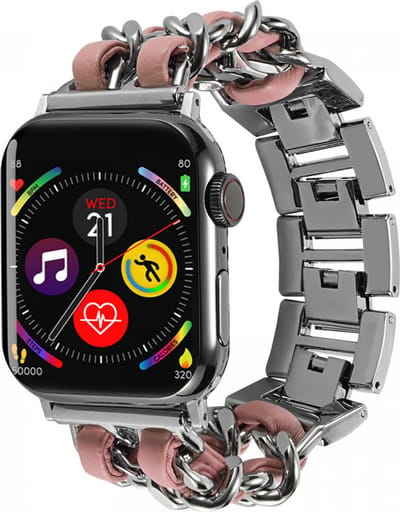 Gevlochten RVS Bandje Geschikt voor Apple Watch 1 / 2 / 3 / 4 / 5 / 6 / 7 / 8 / 9 / 10 / SE - 42MM / 41MM / 40MM / 38MM - Metalen Band - Roestvrij Staal - Roze