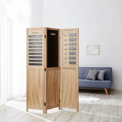 Homestyle4u Kamerscherm - 120x170 cm - naturel - 3-delig - notitiebord