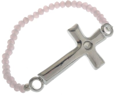 Behave - Rekarmband dames - Roze kralen kruis - Spiritueel detail