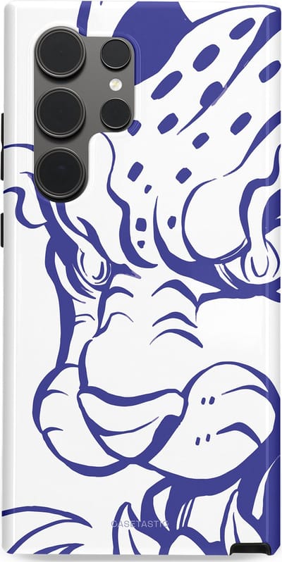 Casetastic Hoesje Geschikt voor Samsung S24 Ultra - Stijlvolle Beschermende Duo-layer Case - Blauwe Panter Hoofd