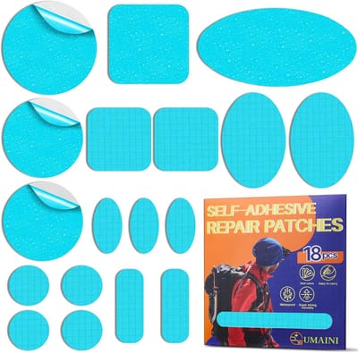 Reparatiepatches Set - Stof Plakkers - Kleding Herstellen - Zelfklevend Waterdicht - 18 Stuks - Lichtblauw