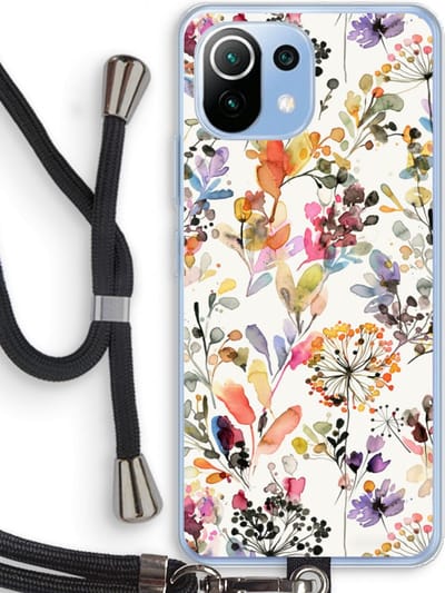 Case Company® - Hoesje met koord geschikt voor Xiaomi Mi 11 Lite hoesje met Koord - Wilde grassen - Telefoonhoesje met Zwart Koord - Bescherming aan alle Kanten en Over de Schermrand