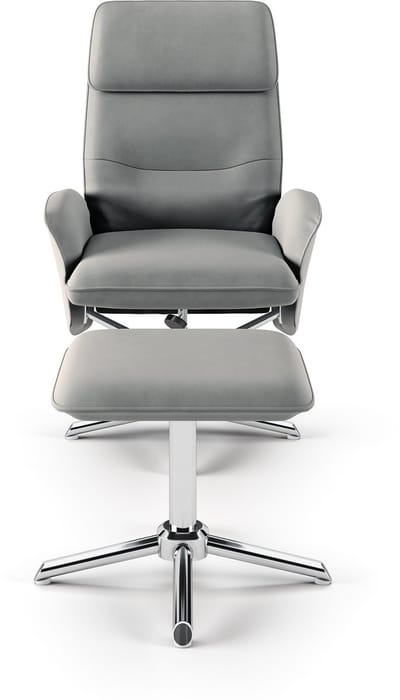 Belding-Fauteuil met voetenbank in PU grijs