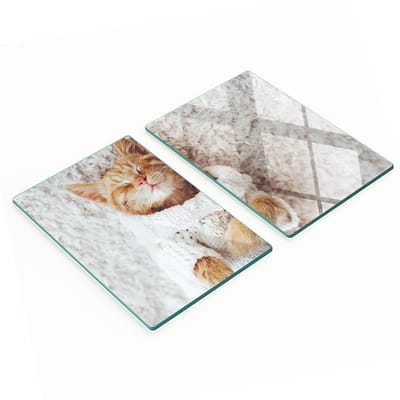 Duurzame en stijlvolle glazen snijplanken met een kattentrui-patroon, 2x40x52 cm