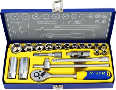 20-delige dopsleutelset 3/8 inch met LOCK-DRIVE profiel - Chroom-vanadium staal