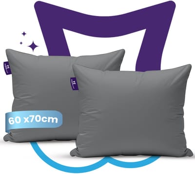 Slaapspeciaal eazydekbed Kussensloop - Essential Series - Antraciet - 60x70 cm - Set van 2 - Zacht, Hypoallergeen, Ademend, Vochtregulerend, Dubbelgestikt & Onderhoudsvriendelijk