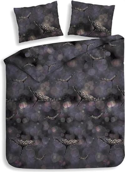 Heckett & Lane Betina - Flanel - Dekbedovertrek - Lits-jumeaux XL - 260x200/220 cm + 2 kussenslopen 60x70 cm - Night Spring Purple