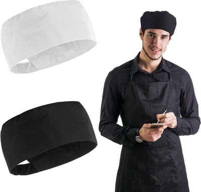 2 Stuks Kookmuts voor Mannen - Verstelbare Zwarte Kookhoed voor Keuken en Horeca, Geschikt voor Serveer- en Kookwerkzaamheden, One Size