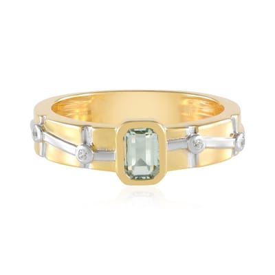 Cavill - Zilveren ring 925 Sterling - Paraiba Smaragd 0,476 ct - Achthoekig design met Cambodjaanse zirkonen - Luxe & elegant