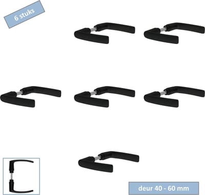Starx Deurkrukken Blok – Set van 6 – Matzwart Aluminium Deurklinken – Zonder Rozet – Voor Binnendeuren 40-60mm