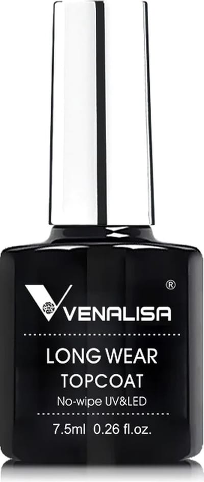 Venalisa UV Gellak Top Coat - Long Wear - 7.5 ml - Long Wear Top Coat Gel - Long Wear Top Coat Nagellak - Long Wear Top Coat No Wipe - Venalisa Gellak - Gellak Nagellak