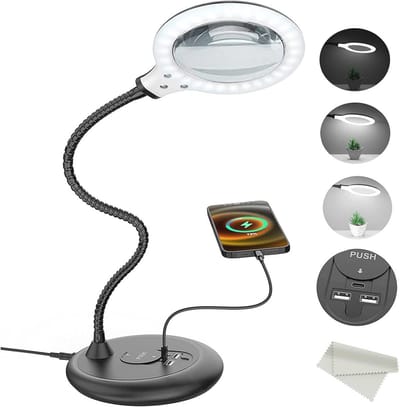 Vergrootglas met Licht en Standaard - 5X Vergroting voor Senioren en Hobbyisten