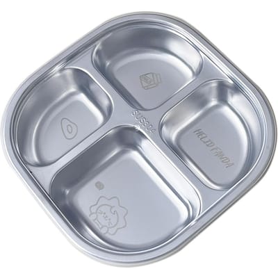 3/4 Vakken Dinerbord Met Deksel 304 Roestvrij Staal Verdeelde Lunchbox Herbruikbare Voedselcontainer Keuken Servies gray