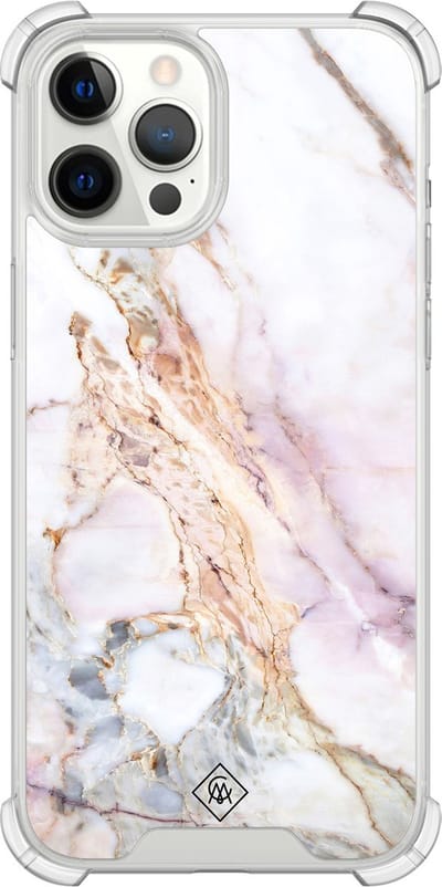 Casimoda® hoesje - Geschikt voor iPhone 12 Pro Max - Parelmoer Marmer - Shockproof case - Extra sterk - TPU/polycarbonaat - Multi, Transparant