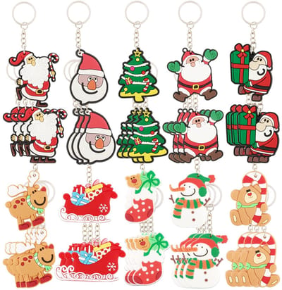 Store_8 - Kerstsleutelhangers - Set van 40 stuks - Kleurrijk - PVC tassenhangers - Perfect voor feestdecoratie - Geschikt voor kinderen