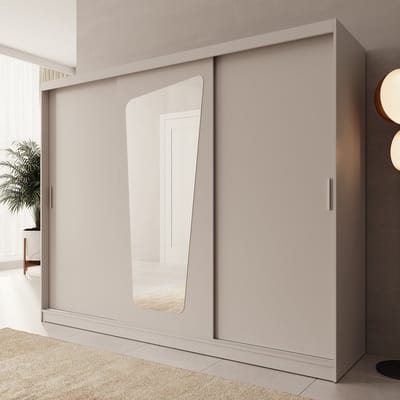 Meubella - Moyo - Kledingkast - 3 schuifdeuren - Beige - 250x62x200 cm