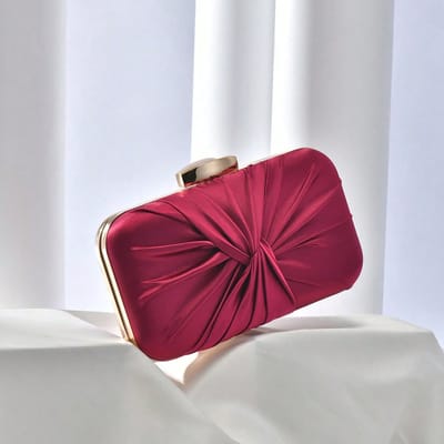Sac de Dîner Sac Pochette Plissé Élégant Sac Cheongsam Sac pour Robe de Soirée Sac de Banquet Rétro Burgundy white