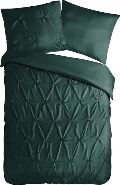 Pure dekbedovertrek luxe stiksel plooien - 1 persoons 140x200/220 cm - Donkergroen - Microvezel