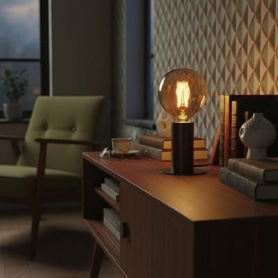 LUSENZ Albedo - Tafellamp Brons Metaal 12 cm - Tafellamp woonkamer - Minimalistisch design - E27 fitting - Met aan/uit-schakelaar