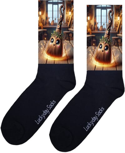 Tover bezem - Opkikker - Grappige sokken - Valentijns cadeau - Verjaardag cadeau - Sint cadeau - Leuke sokken - Magie - Vrolijke sokken - Cadeautje - Grappige cadeau - Kerstsokken - Vaderdag - Moederdag - Heks - Socks maken Happy - 37-44