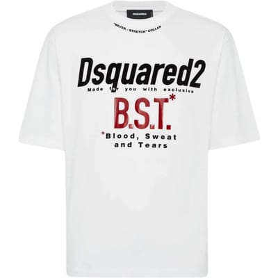 DSquared2 Heren Bloody Sweat Tears T-shirt (Puur wit)