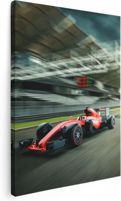 Artaza Canvas Schilderij Racewagen - 30x40 cm - Klein - Wanddecoratie Formule 1 - Muurdecoratie Mancave - Schilderijen Op Canvas