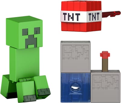 Minecraft Redstone Charged Creeper actiefiguur en accessoireset