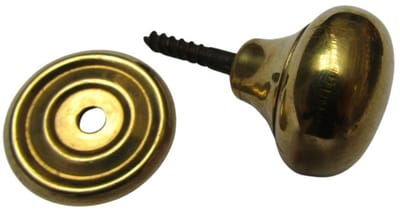 Screw In Cabinet Knob Natural Brass 32mm