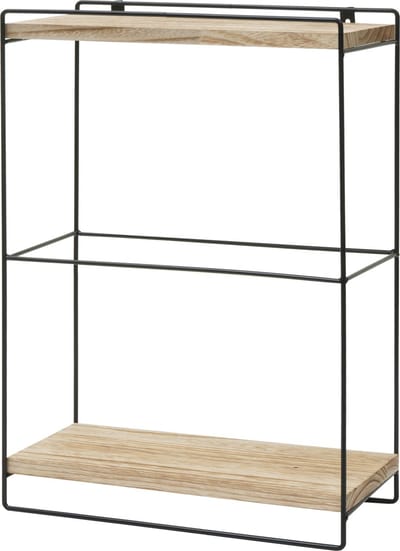 Wandplank MCW-K77, hangende plank Keukenplank, massief hout metaal Industrieel 2 planken 50x35x17cm ~ natuur