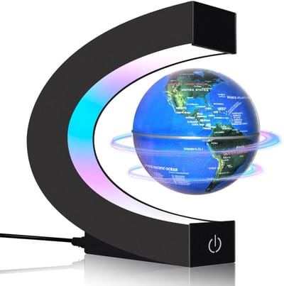 Famanu – Zweefglobe, magnetisch met lichtfunctie, decoratief designstuk, geschikt voor bureau, woonkamer of studeerkamer, draaibaar