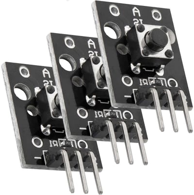 Drukknop Module - Schakelaar Sensor - Arduino Projecten - Normaal Open Contact - 3 Stuks - Zwart