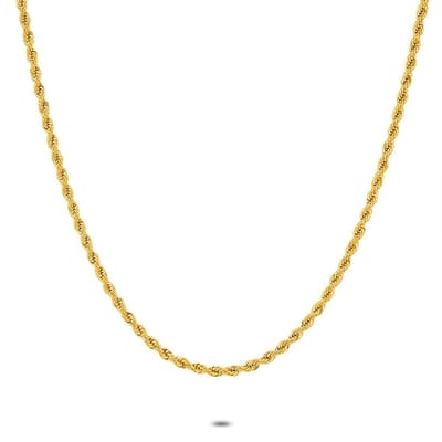 Twice As Nice Halsketting in goudkleurig edelstaal, getorste ketting, 3 mm 38cm+5cm