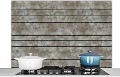 Spatscherm keuken 120x80 cm - Kookplaat achterwand Retro - Plank - Patronen - Muurbeschermer - Spatwand fornuis - Hoogwaardig aluminium