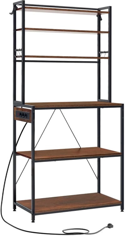 CYRO - Keukenrek - Opbergrek - Keuken kast - Keukenrek staand - Stellingkast - met Stopcontact - 6 planken - 167cm hoog - Rustic Brown