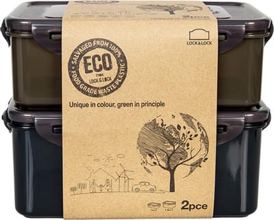 Lock&Lock ECO Vershoudbakjes - Diepvriesbakjes - Meal prep bakjes - 1 + 1,4 liter - Set 2 stuks - 100% Gerecycled Plastic - Lekvrij - Duurzaam - Zero Waste - Magnetron bakjes met deksel - Diepvriesdozen - Lunchbox - Bewaarbakjes - Vershouddoos