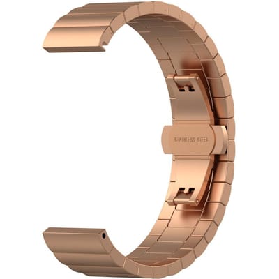 Bracelet de Montre Compatible pour Huawei Watch FIT Mini Montre Connectée Bracelet de Remplacement en Métal Acier Inoxydable Montre Connectée Rose gold (a bead steel belt beige