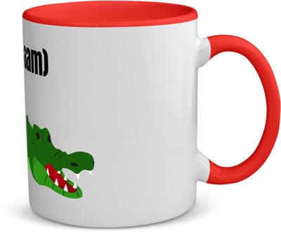 Akyol - krokodil met eigen naam koffiemok - theemok - rood - Krokodil - krokodillen liefhebbers - iemand die houdt van krokodillen - verjaardag - cadeau - kado - 350 ML inhoud