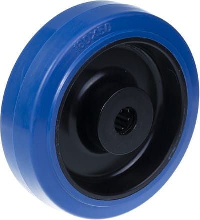 Wiel van 160 mm (6 inch) met blauw rubber en nylon hart, zeer stevig, draagvermogen 700 kg, set van 2
