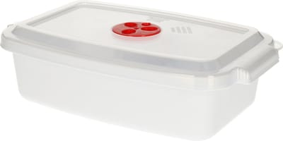 Plastic Forte Magnetronschaal - deksel/ventiel - 1,6 liter - wit - kunststof - rechthoekig