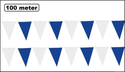 100 meter vlaggenlijn blauw/wit - 10 stuks van elk 10 meter - Festival verjaardag thema feest versiering vlaglijn