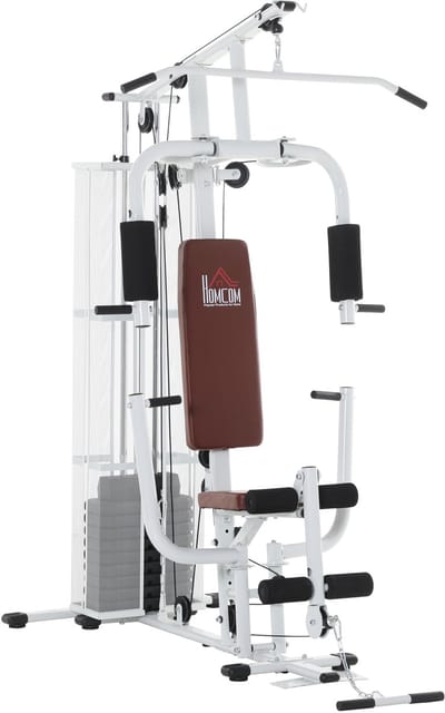 Pull Up Station – Multifunctioneel Fitnessrek – Optrekstang & Dip Station – Verstelbaar – Thuisgym – Tot 110 kg Draagkracht - 210cm - Wit