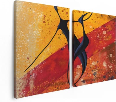 Artaza Canvas Schilderij Tweeluik Abstracte Kunst - Dansend Afrikaans Paar - 120x80 - Foto Op Canvas - Canvas Print