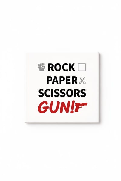 Grappige Steen Papier Schaar Pistool Keramische Tegel – Stoere Humor Spel Quote Decoratieve Cadeau Tegel voor Mancave & Kantoor Decoratie