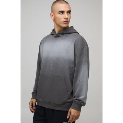 Charcoal oversized gewassen loopback hoodie | Size XS