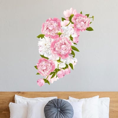 Muursticker pioenroos | muurdecoratie woonkamer - slaapkamer accessoires