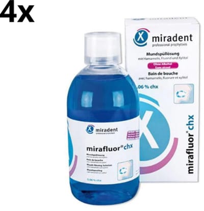 Miradent Mondspoeling Mirafluor CHX 0,06% - 4 x 500 ml - Voordeelverpakking
